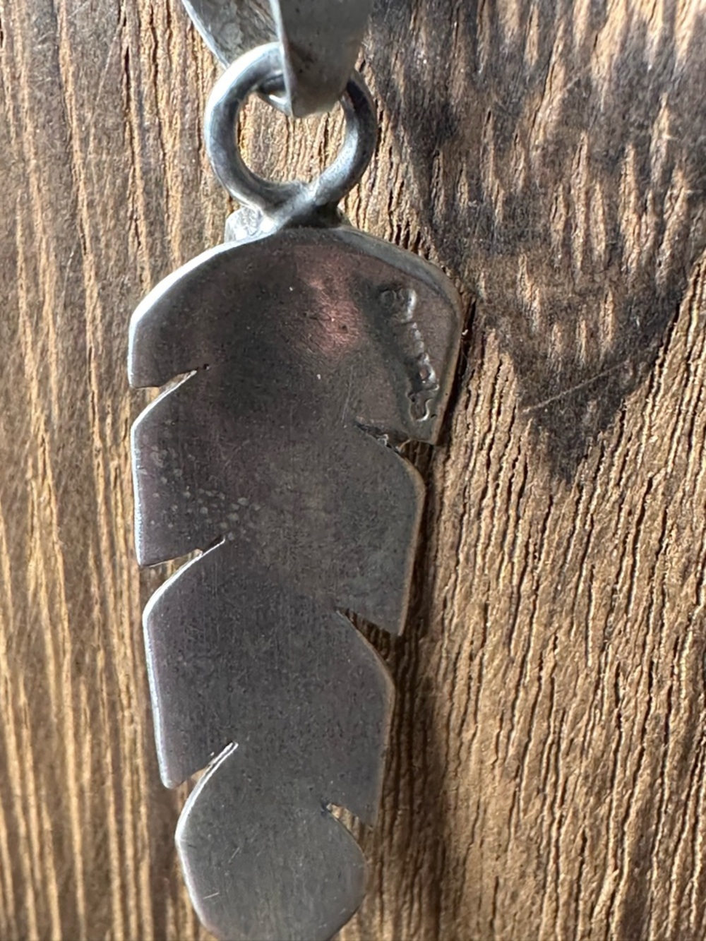 Sterling Silver Feather Pendant Necklace with Turquoise and Opal Inlay in Chain - Picture 4 of 11